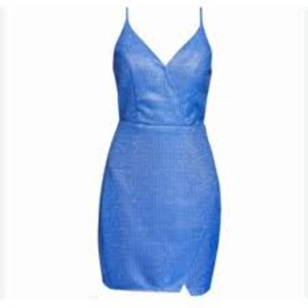 Sequin Hearts Blue Glitter V-Neck Dress